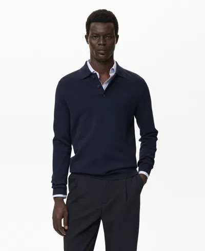 Mango Men's Knitted Polo-neck Sweater In Blue