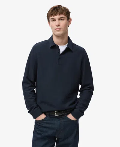 Mango Men's Knitted Structured Polo Sweater In Blue