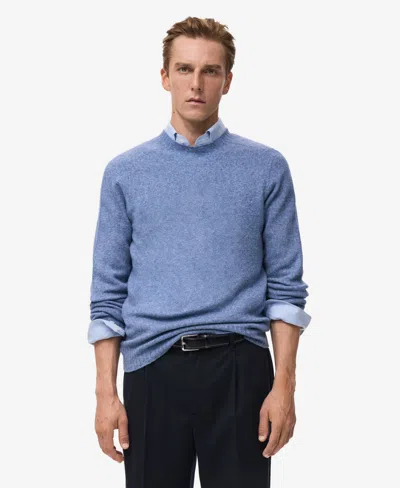 Mango Men's Knitted Wool Blend Sweater In Blue