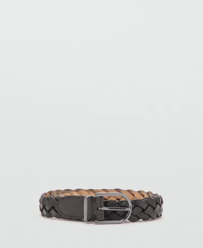 Mango Men's Leather Braided Belt In Brown