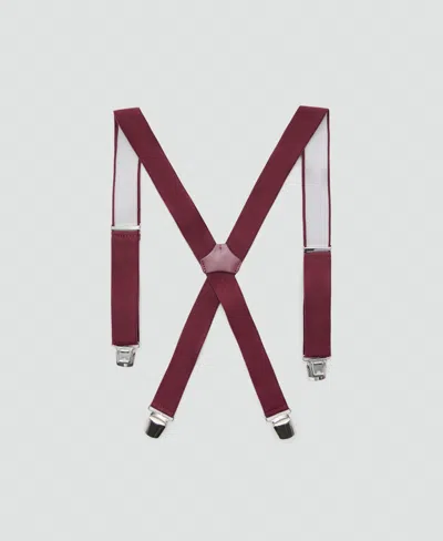 Mango Men's Leather Details Adjustable Elastic Straps In Burgundy