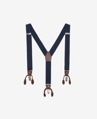 Mango Men's Leather Details Adjustable Elastic Suspenders In Blue