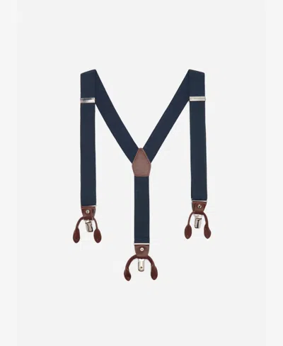 Mango Men's Leather Details Adjustable Elastic Suspenders In Blue
