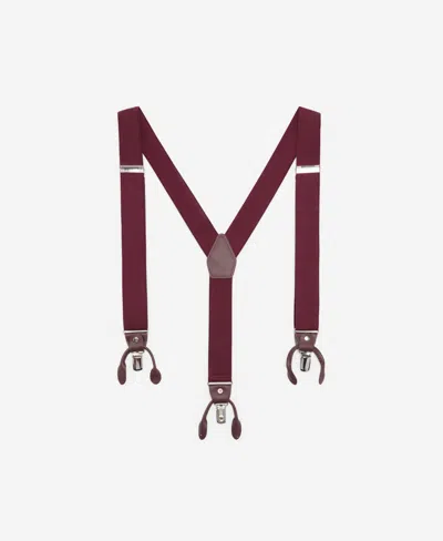 Mango Men's Leather Details Adjustable Elastic Suspenders In Burgundy