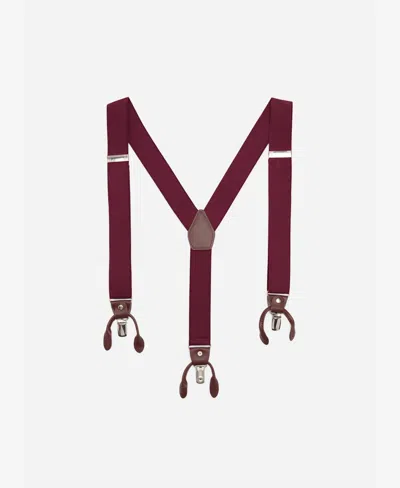 Mango Men's Leather Details Adjustable Elastic Suspenders In Burgundy