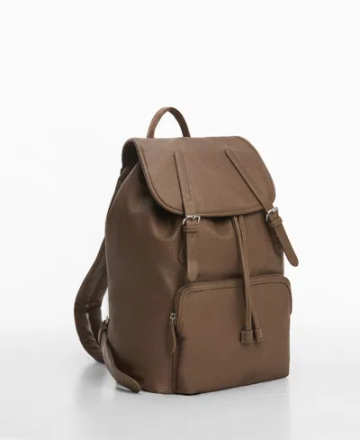 Mango Men's Leather-effect Backpack In Brown