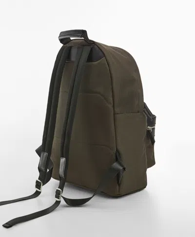 Mango Men's Leather-effect Backpack In Khaki