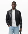 Mango Faux Leather Bomber Jacket In Black
