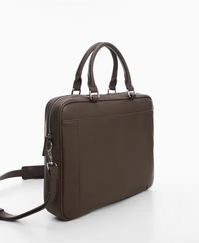 Mango Men's Leather-effect Briefcase In Chocolate