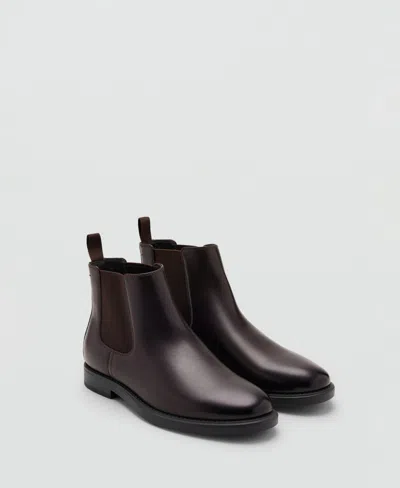 Mango Men's Leather-effect Chelsea Ankle Boots In Brown