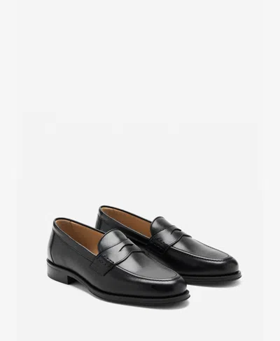 Mango Men's Leather Penny Loafers In Black