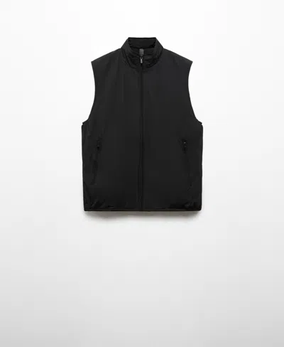 Mango Men's Lightweight Quilted Water-repellent Quilted Vest In Black