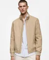 Mango Lightweight Stand Collar Canvas Jacket In Beige