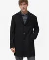 Mango Wool Blend Single Breasted Coat In Black