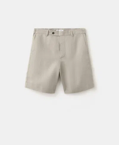 Mango Men's Linen 8.54" Bermuda Shorts In Brown