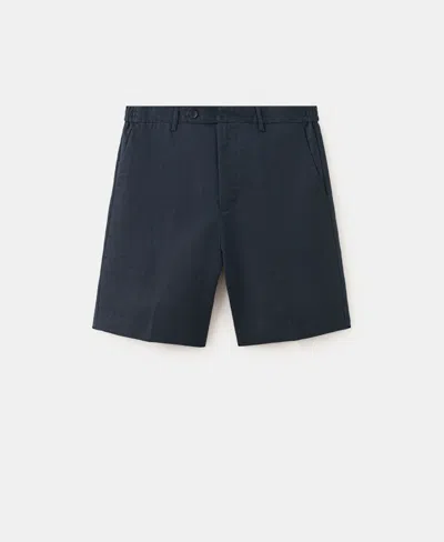 Mango Men's Linen 8.54" Bermuda Shorts In Blue