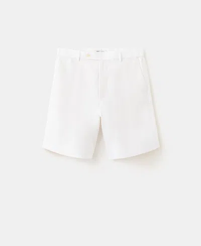 Mango Men's Linen 8.54" Bermuda Shorts In White