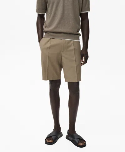 Mango Men's Linen 9.5" Bermuda Shorts In Brown