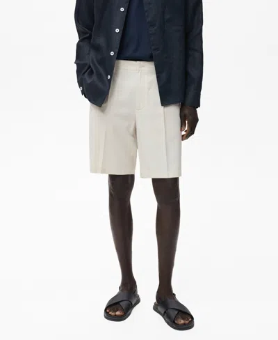 Mango Men's Linen 9.5" Bermuda Shorts In White