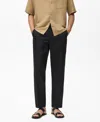 Mango Men's Linen And Lyocell Blend Straight-leg Pants In Black