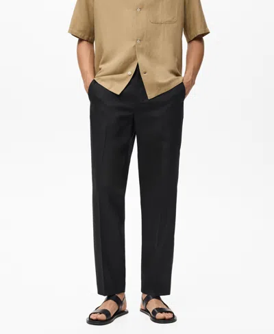 Mango Men's Linen And Lyocell Blend Straight-leg Pants In Black