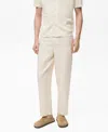 Mango Men's Linen-blend Elastic Waist Pants In Neutral