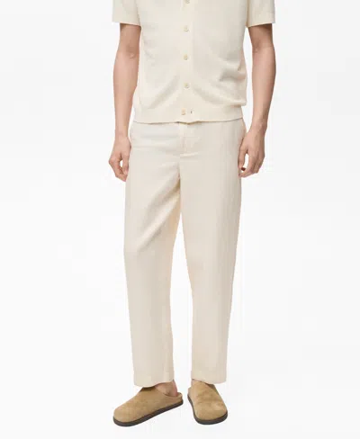 Mango Men's Linen-blend Elastic Waist Pants