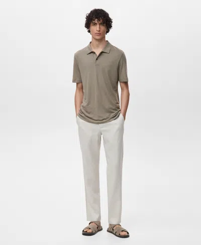 MANGO MEN'S LINEN BLEND SLIM FIT POLO SHIRT