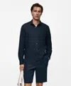 Mango Classic Fit 100% Linen Shirt Dark Navy In Dark Navy