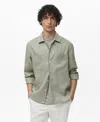 Mango Lightweight Linen Overshirt In Green