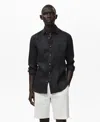 Mango Classic Fit Linen Button-up Shirt In Black