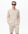 Mango Classic Fit Linen Button-up Shirt In Neutral