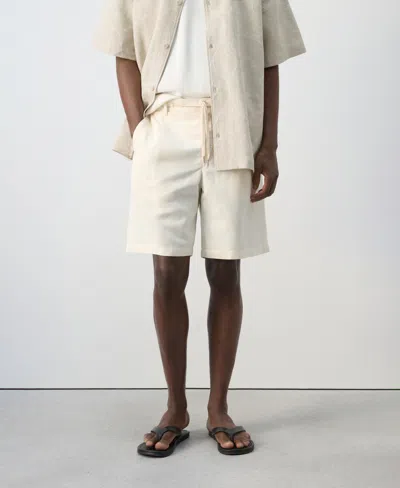 Mango Linen Lyocell Shorts In Off White