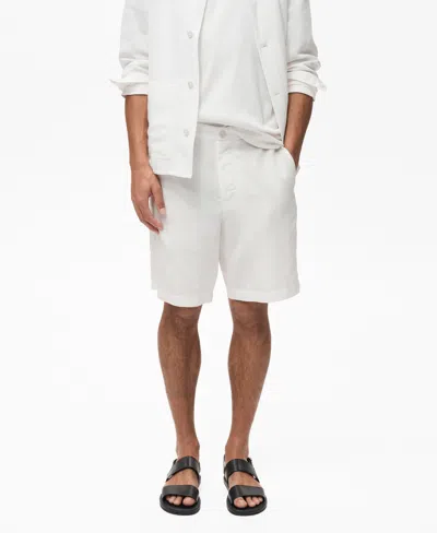 Mango Men's Linen Lyocell Slim-fit Bermuda Shorts In White