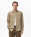 Mango Pinstripe Linen & Cotton Button-up Shirt In Brown