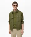 Mango Linen Jacket With Pockets In Green