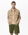 Mango Relaxed Fit Cotton Blend Jacket In Brown