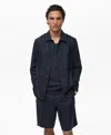 Mango Men's Linen Pockets Overshirt In Blue