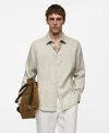 Mango Men's Linen Shirt In Aqua Green