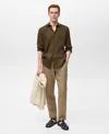 Mango Regular Fit Linen Button-up Shirt In Brown