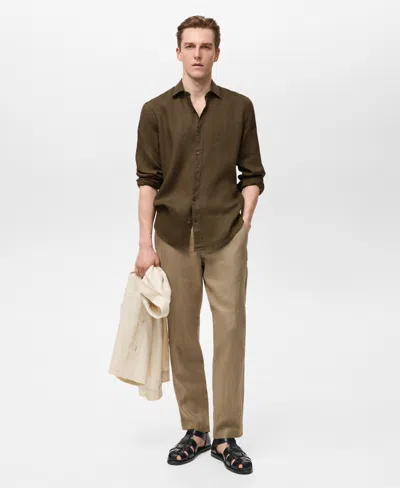 MANGO MEN'S REGULAR-FIT LINEN SHIRT