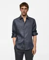 Mango Men's Linen Shirt In Night Blue