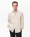 Mango Regular Fit Linen Button-up Shirt In Sand