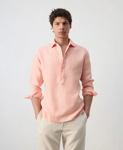Mango Men's Linen Relaxed Fit Shirt In Pink