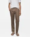 Mango Premium Linen Mix Tapered Pants In Medium Brown