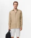 Mango Pinstripe Linen & Cotton Button-up Shirt In Sand