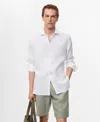 Mango Slim Fit Linen Button-up Shirt In White