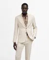Mango 100% Linen Slim-fit Suit Jacket Beige In Beige