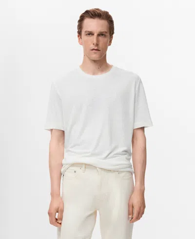 Mango Men's Linen Slim-fit T-shirt In White