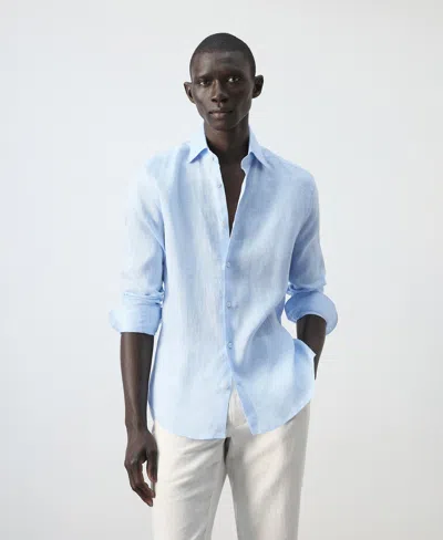 Mango Men's Linen Slim-fit Shirt In Blue